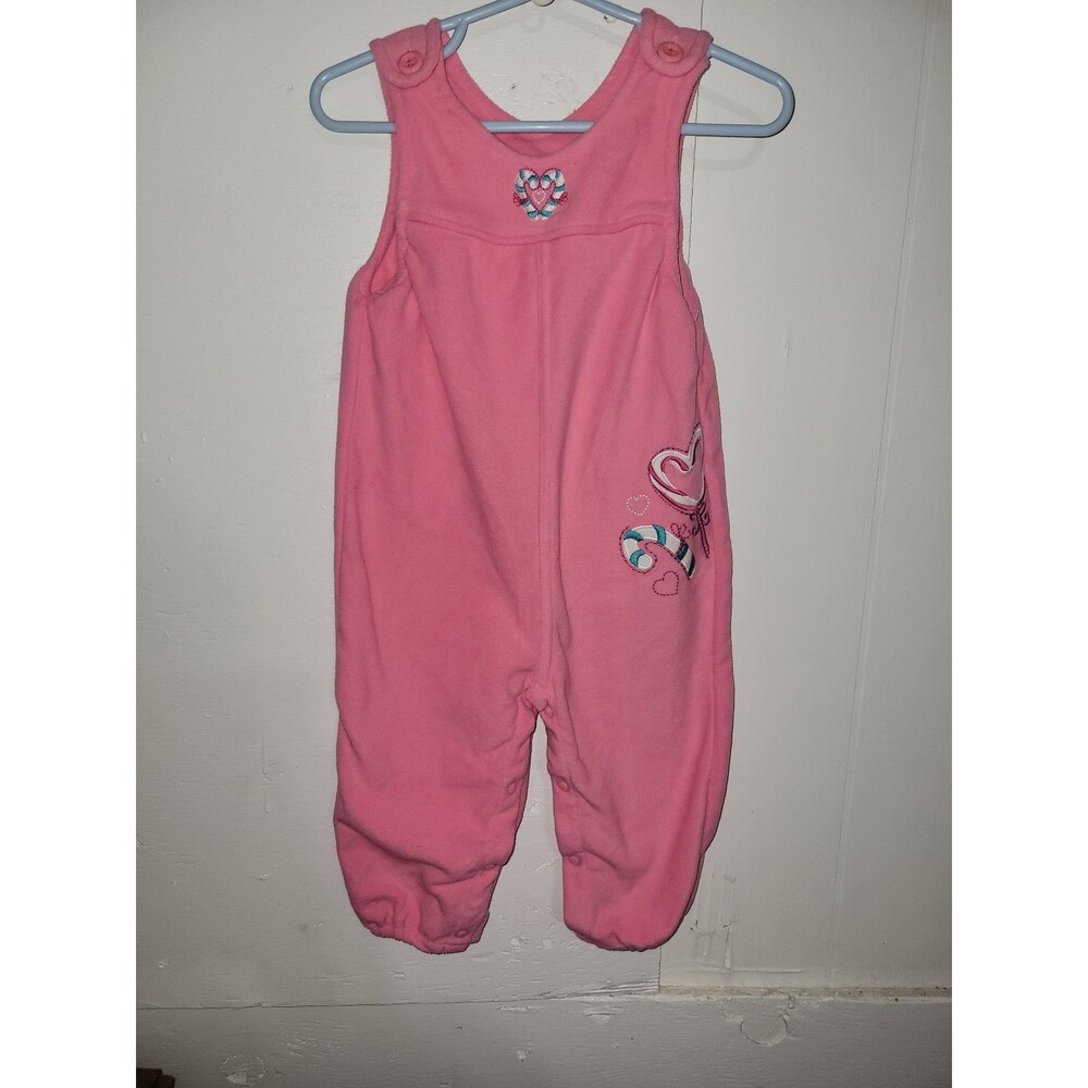 Baby Girl Pink Heart Overalls Jumpsuit AA88